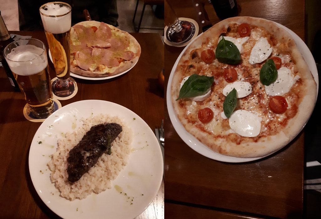 Pizza Mortadella, Fleischtasche mit Risotto, Pizza Buffala